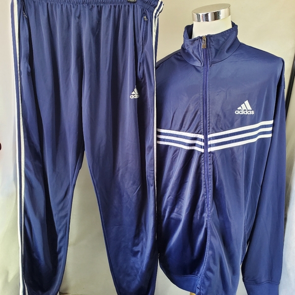 ADIDAS MEN 2PC BLUE WHITE JOGGING SUIT 5XL - Picture 1 of 3